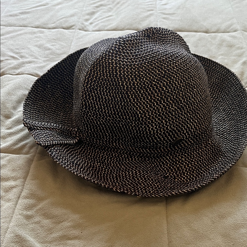 Women Woven Straw Hat - Black & Beige From San Diego Hat Company